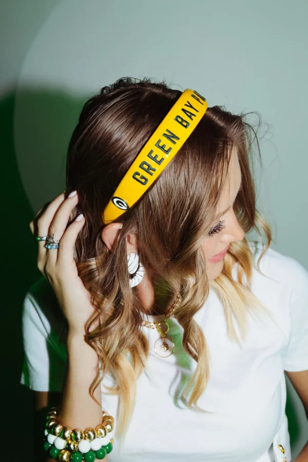 Green Bay Packers Thin Embroidered Headband-Brianna Cannon Hot