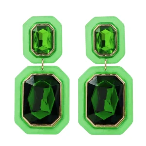 Green Crystal Drop Earrings-Brianna Cannon Clearance