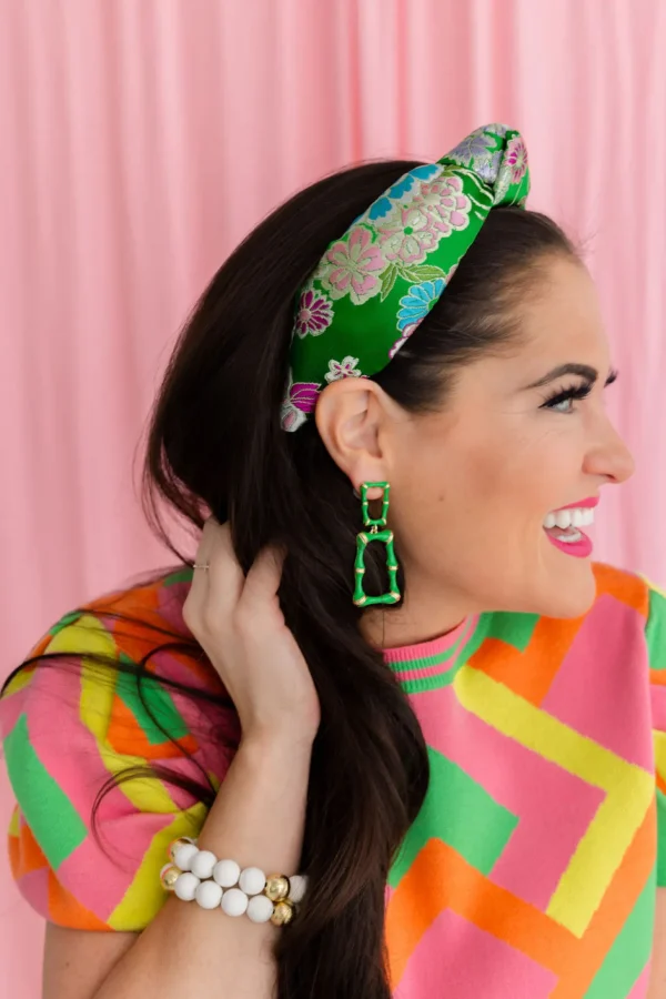 Green Enamel Bamboo Earrings-Brianna Cannon Discount