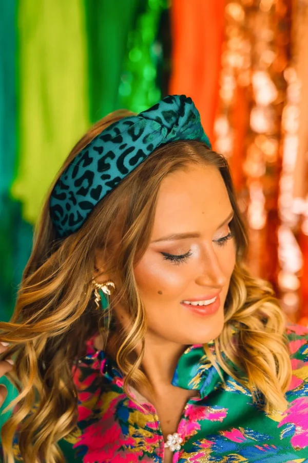 Green Leopard Print Knotted Headband-Brianna Cannon New