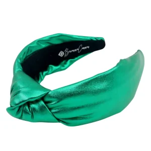 Green Puff Metallic Knotted Headband-Brianna Cannon Online