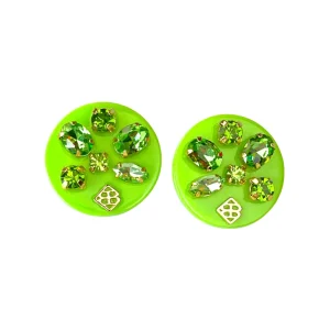 Green Resin Dot Studs with Green Crystals-Brianna Cannon Best