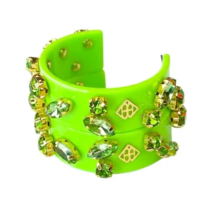 Green Resin Hoops with Green Crystals-Brianna Cannon Sale