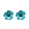 Hand Painted Blue and Green Hibiscus Earring-Brianna Cannon Sale