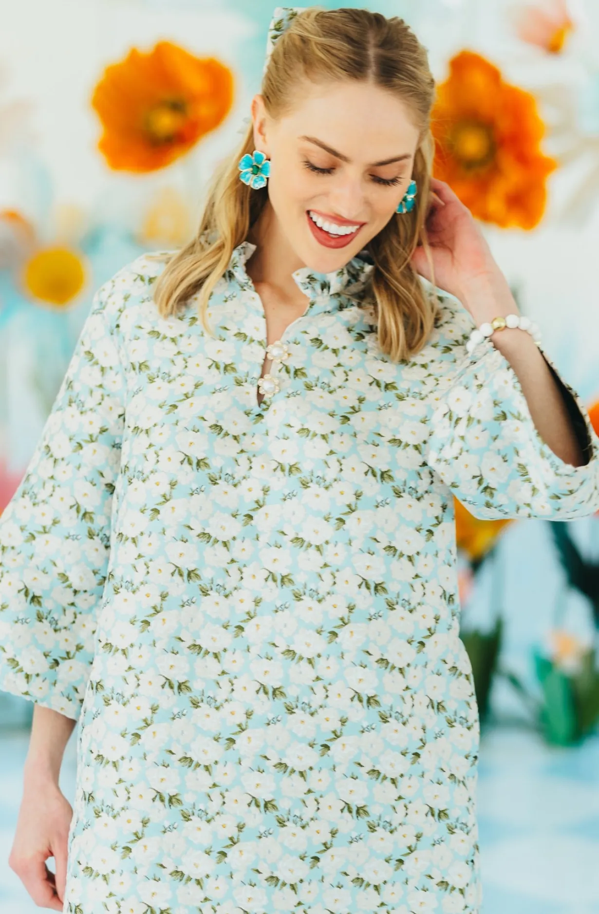 hand_painted_blue_and_gre_6.webp Hand Painted Blue and Green Hibiscus Earring-Brianna Cannon Sale