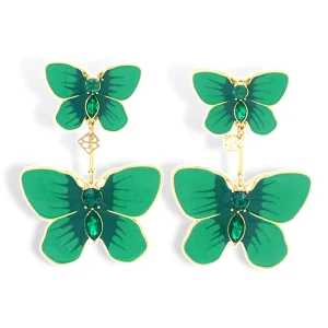 Hand Painted Butterfly Earrings in Kelly Green-Brianna Cannon Hot