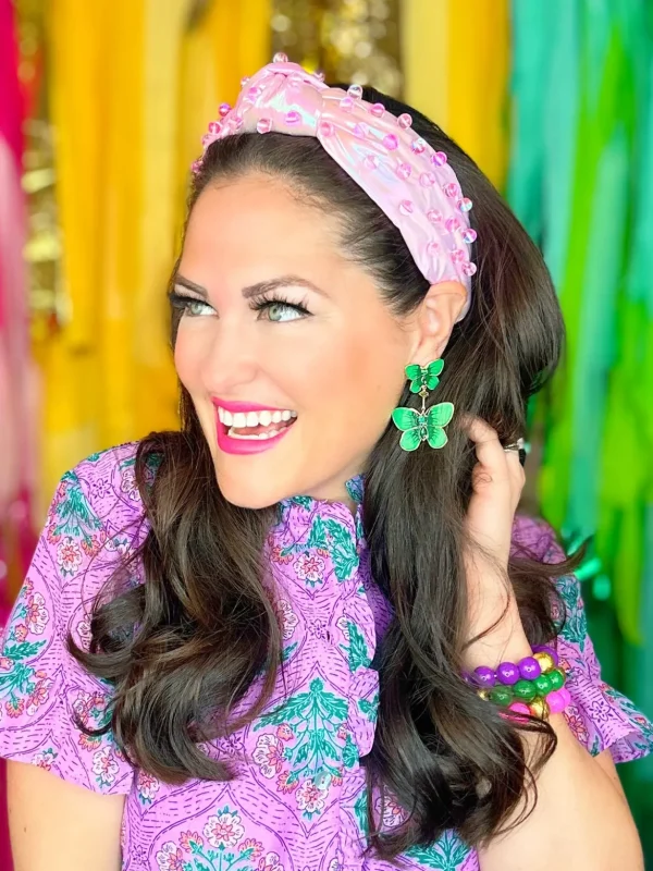 Hand Painted Butterfly Earrings in Kelly Green-Brianna Cannon Hot