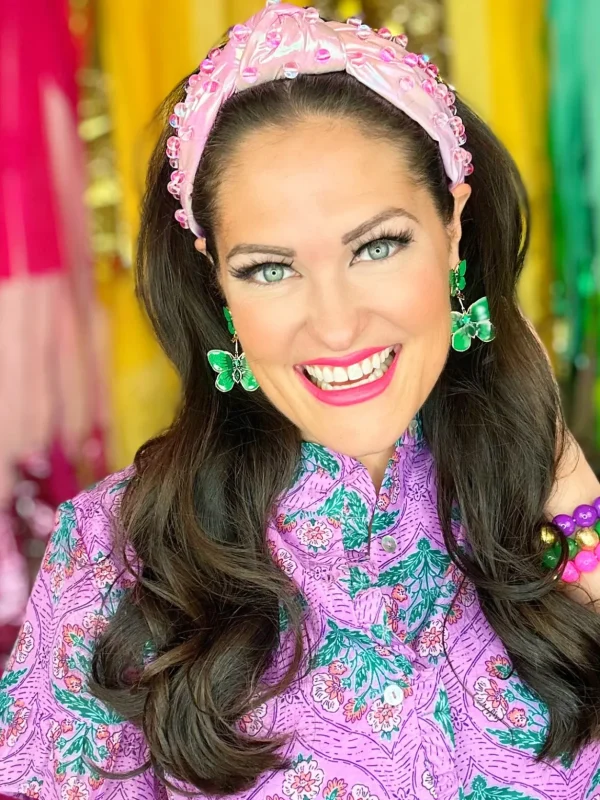 Hand Painted Butterfly Earrings in Kelly Green-Brianna Cannon Hot