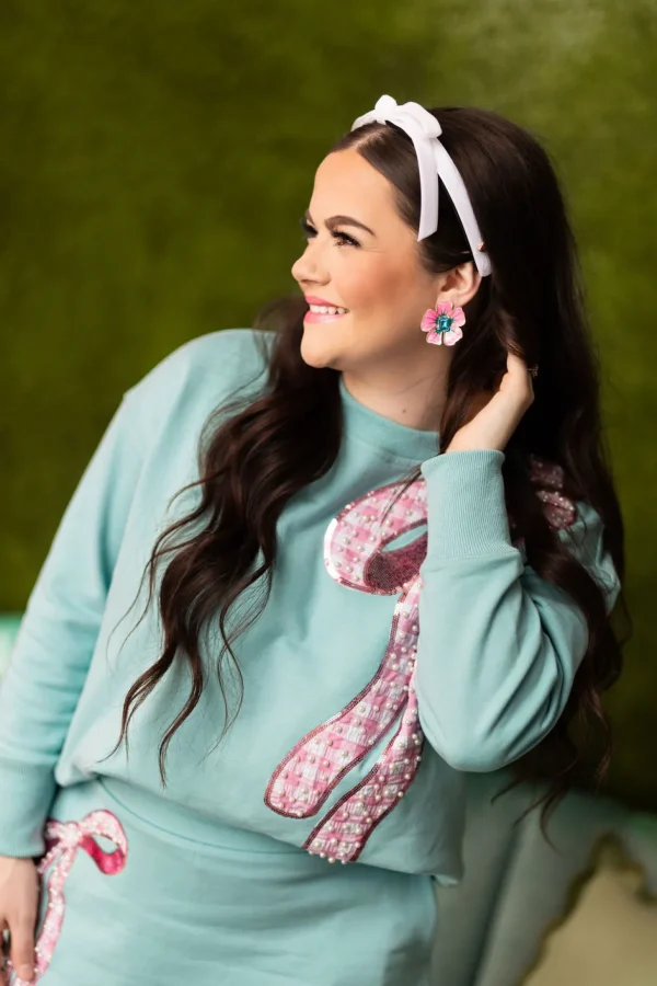 Hand Painted Pink and Blue Hibiscus Earring-Brianna Cannon Discount