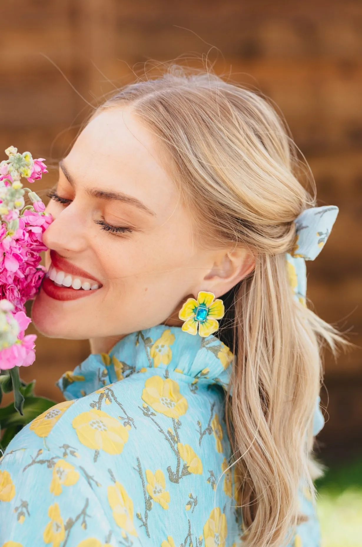hand_painted_yellow_and_b_2.webp Hand Painted Yellow and Blue Hibiscus Earring-Brianna Cannon Hot