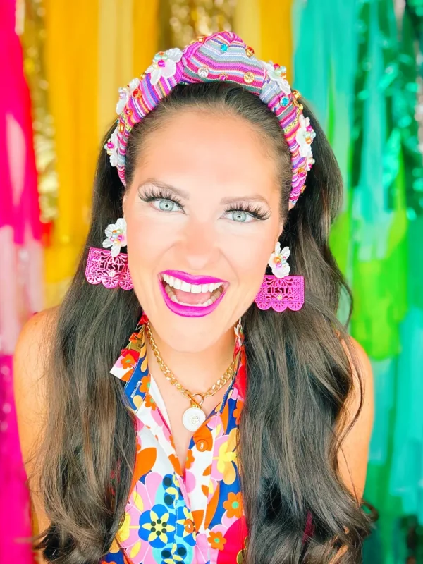Hot Pink Fiesta Papel Picado Earrings-Brianna Cannon Online