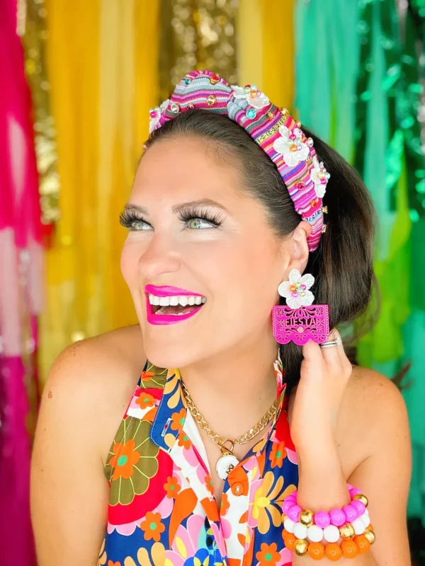 Hot Pink Fiesta Papel Picado Earrings-Brianna Cannon Online