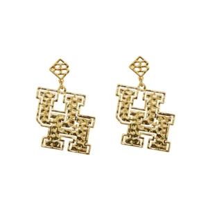 Houston Gold Logo Earring with BC Logo-Brianna Cannon Online
