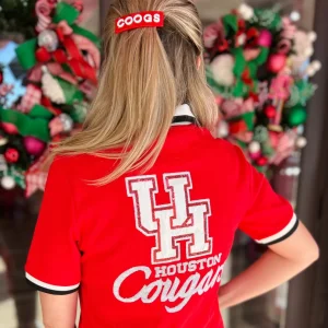Houston Red COOGS Rectangle Barrette Clip-Brianna Cannon Fashion