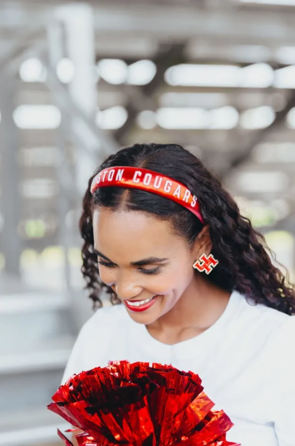 Houston Red Thin Embroidered Headband-Brianna Cannon Discount
