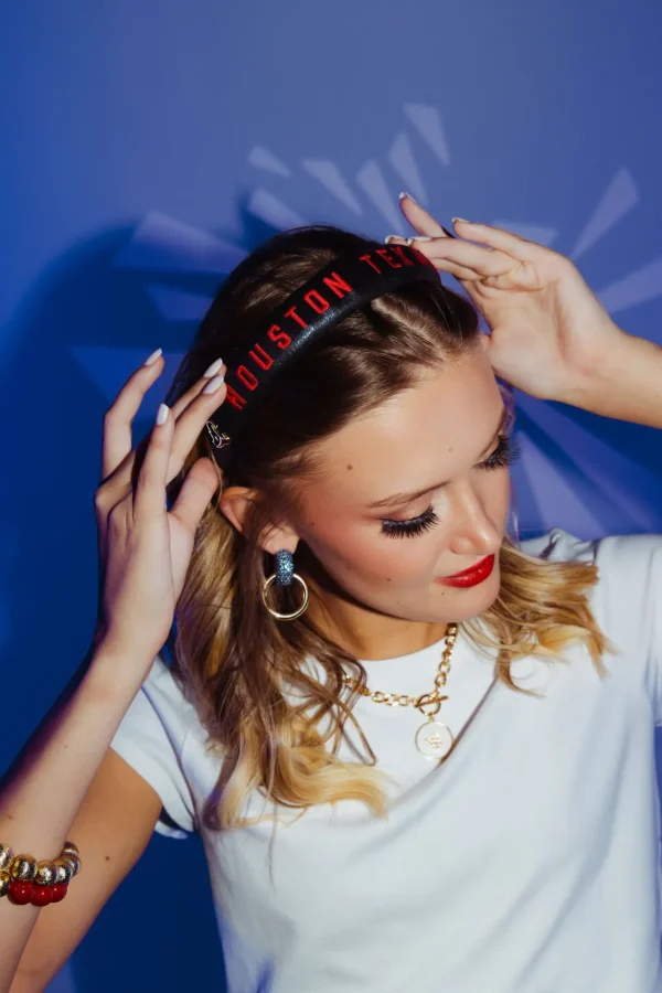 Houston Texans Thin Embroidered Headband-Brianna Cannon Clearance