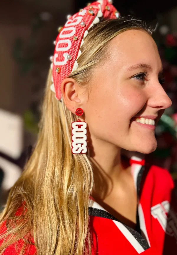 Houston White & Red COOGS Earrings-Brianna Cannon Fashion