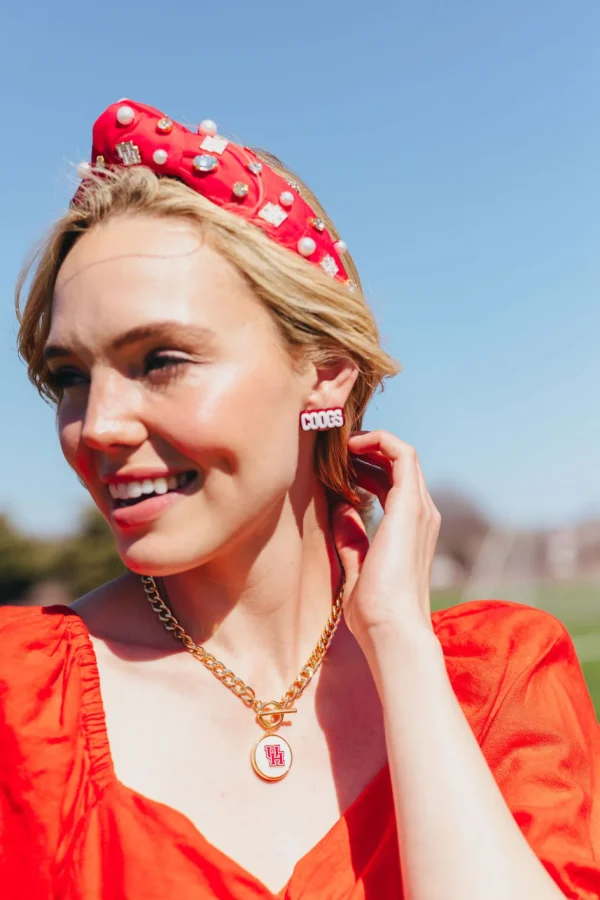 Houston White & Red Glitter COOGS Studs-Brianna Cannon Sale
