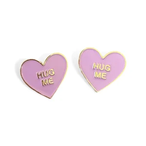 HUG ME Purple Conversation Heart Enamel Studs-Brianna Cannon Discount
