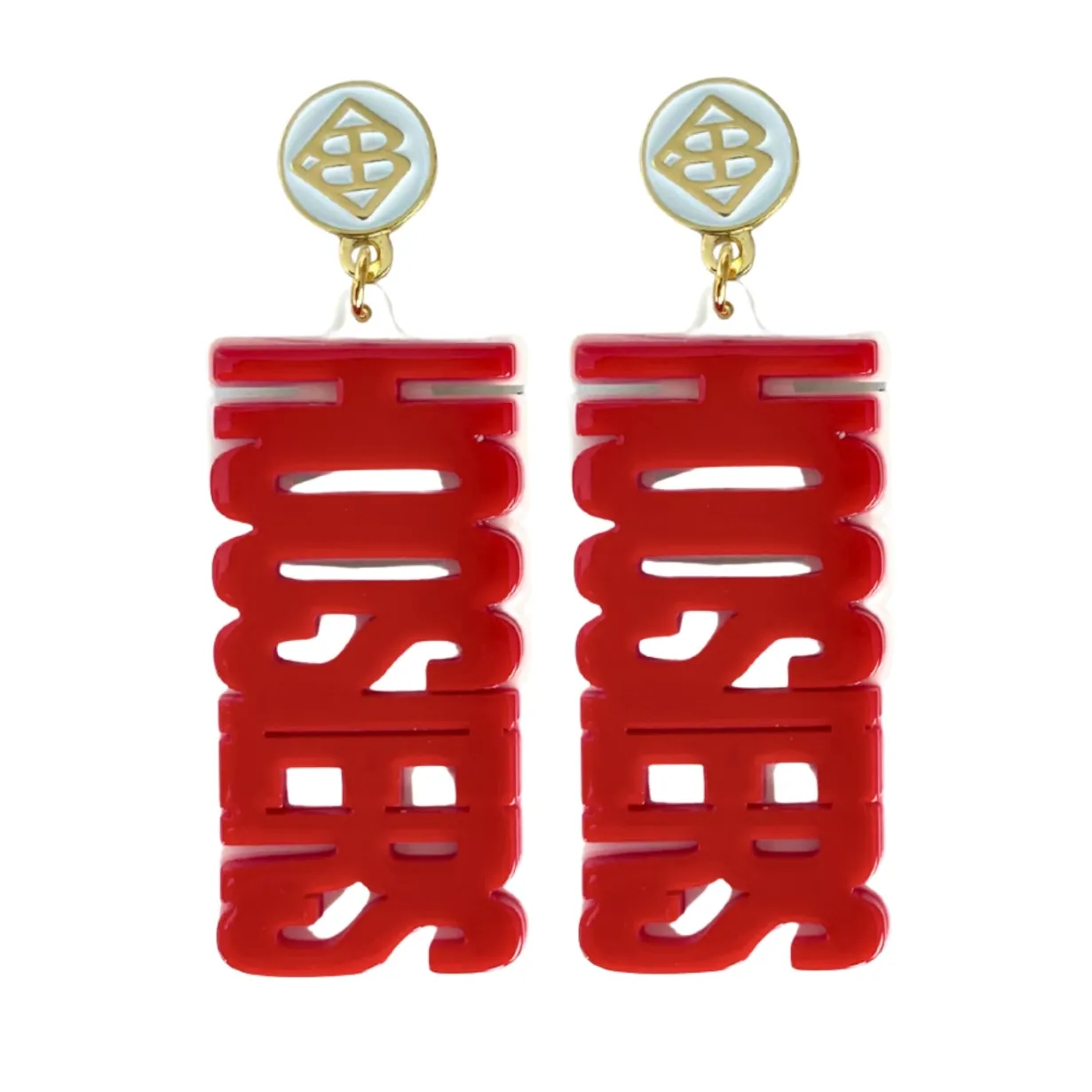 indiana_crimson__white_ho_0.webp Indiana Crimson & White HOOSIERS Earrings-Brianna Cannon Clearance