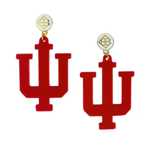 Indiana Crimson Logo Earrings-Brianna Cannon Discount