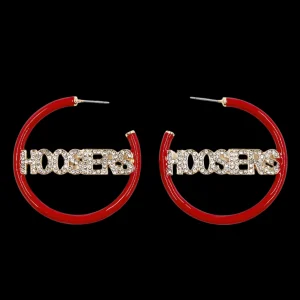 Indiana HOOSIERS Crimson Pavé Hoop Earrings-Brianna Cannon Online