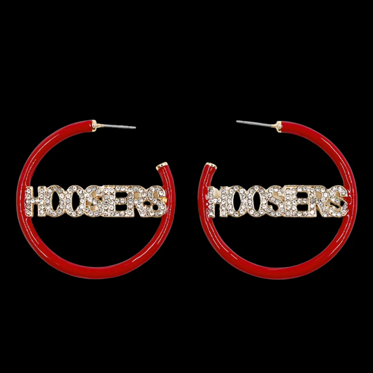 indiana_hoosiers_crimson__0.webp Indiana HOOSIERS Crimson Pavé Hoop Earrings-Brianna Cannon Online