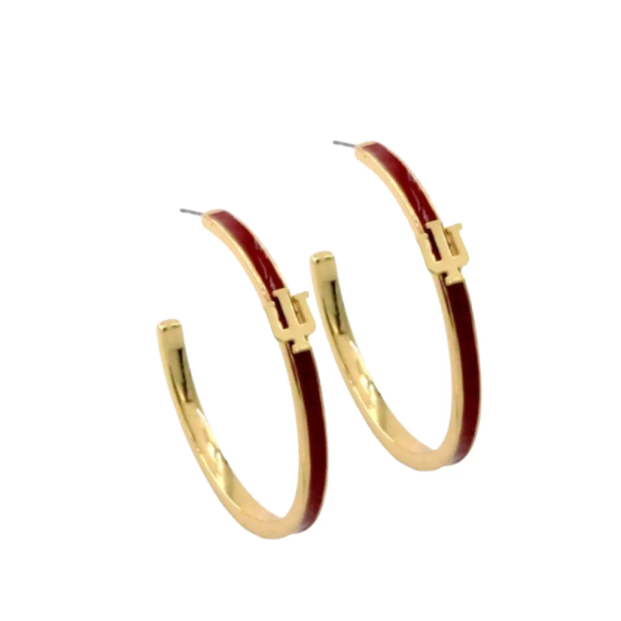 indiana_logo_hoop_earring_0.webp Indiana Logo Hoop Earring-Brianna Cannon Discount