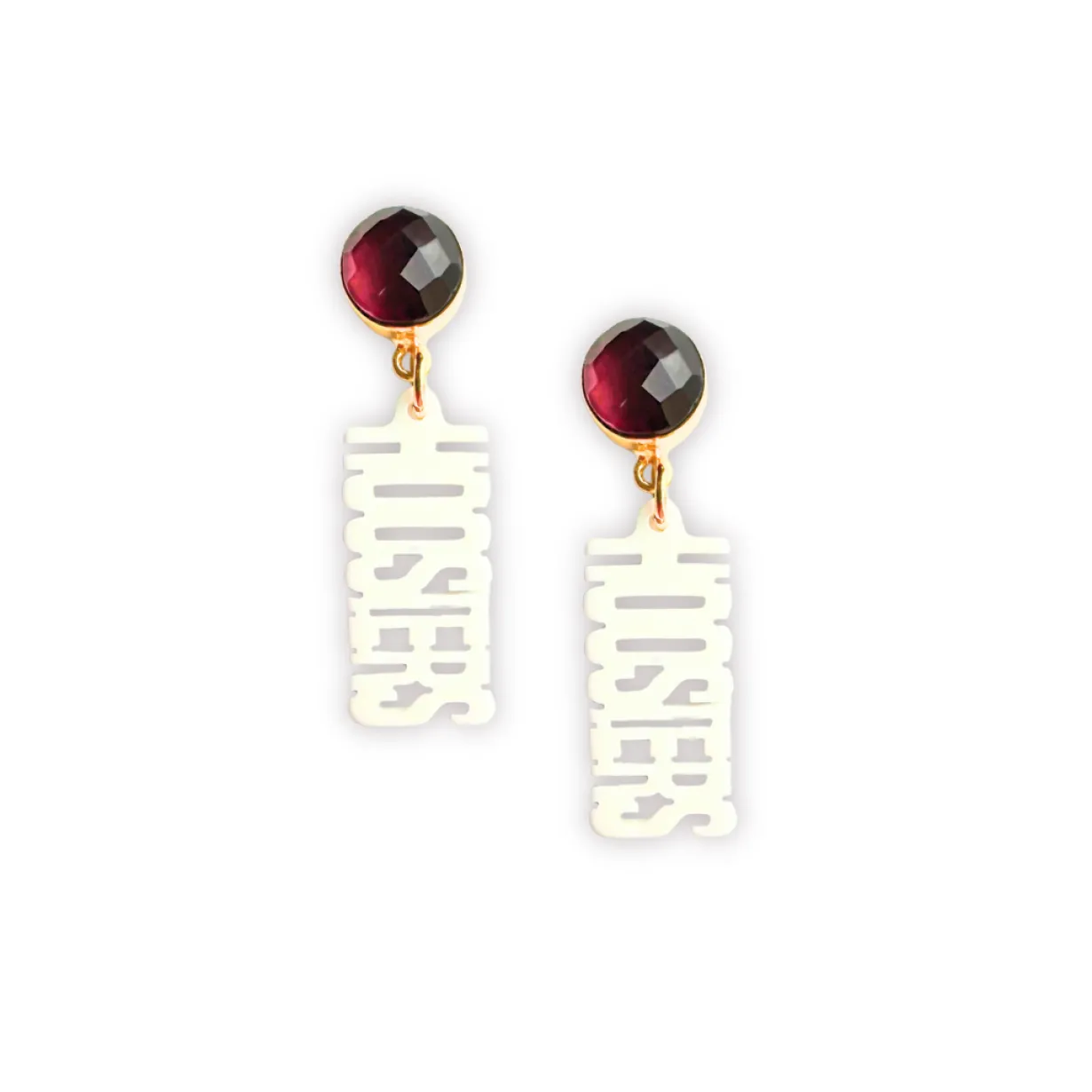indiana_mini_white_hoosie_0.webp Indiana Mini White HOOSIERS Earrings-Brianna Cannon New