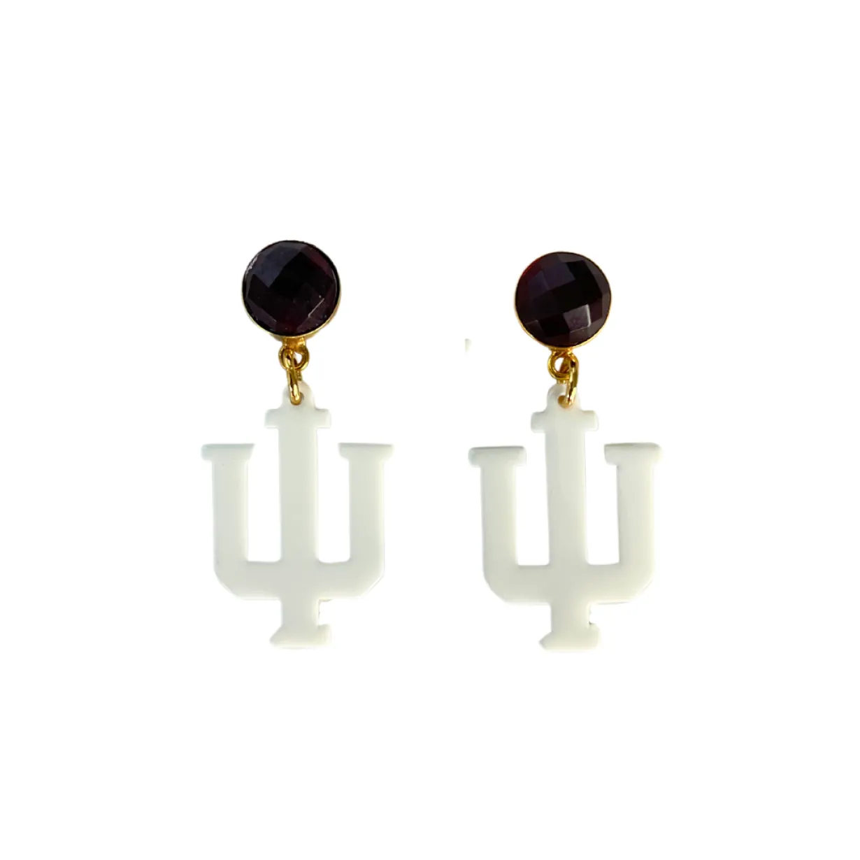 indiana_mini_white_logo_e_0.webp Indiana Mini White Logo Earrings-Brianna Cannon Fashion