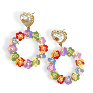 Iridescent Flower Hoop Earrings-Brianna Cannon Best