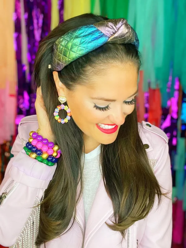 Iridescent Flower Hoop Earrings-Brianna Cannon Best
