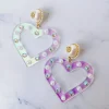 Iridescent Heart Earrings with Pearls and Crystals-Brianna Cannon Outlet
