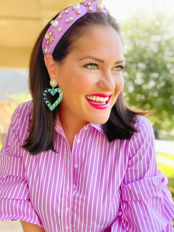 Iridescent Heart Earrings with Pearls and Crystals-Brianna Cannon Outlet