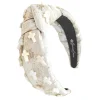 Ivory Brocade Headband with Pearl Crosses-Brianna Cannon Best