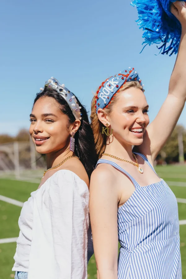 Kansas Adult Size ROCK CHALK Cross Stitch Headband-Brianna Cannon Outlet