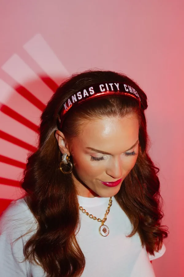Kansas City Chiefs Thin Embroidered Headband-Brianna Cannon Clearance