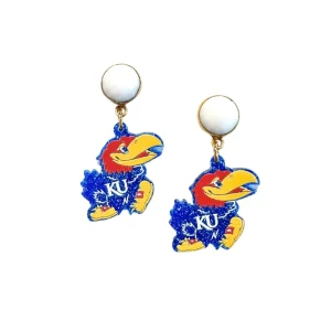 Kansas Mini Jayhawk Logo Earrings-Brianna Cannon New