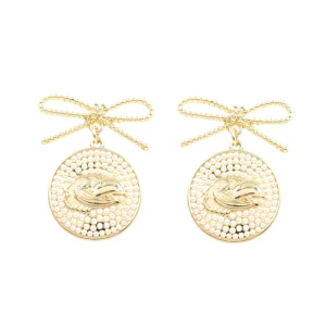 Kansas Pearl Bow Medallion Earrings-Brianna Cannon Discount