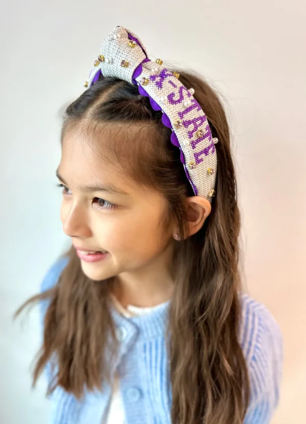Kansas State Child K-STATE Cross Stitch Headband-Brianna Cannon Fashion