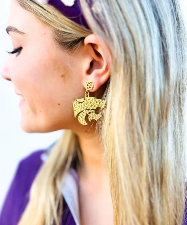 Kansas State Gold Logo Earring with BC Logo-Brianna Cannon Online