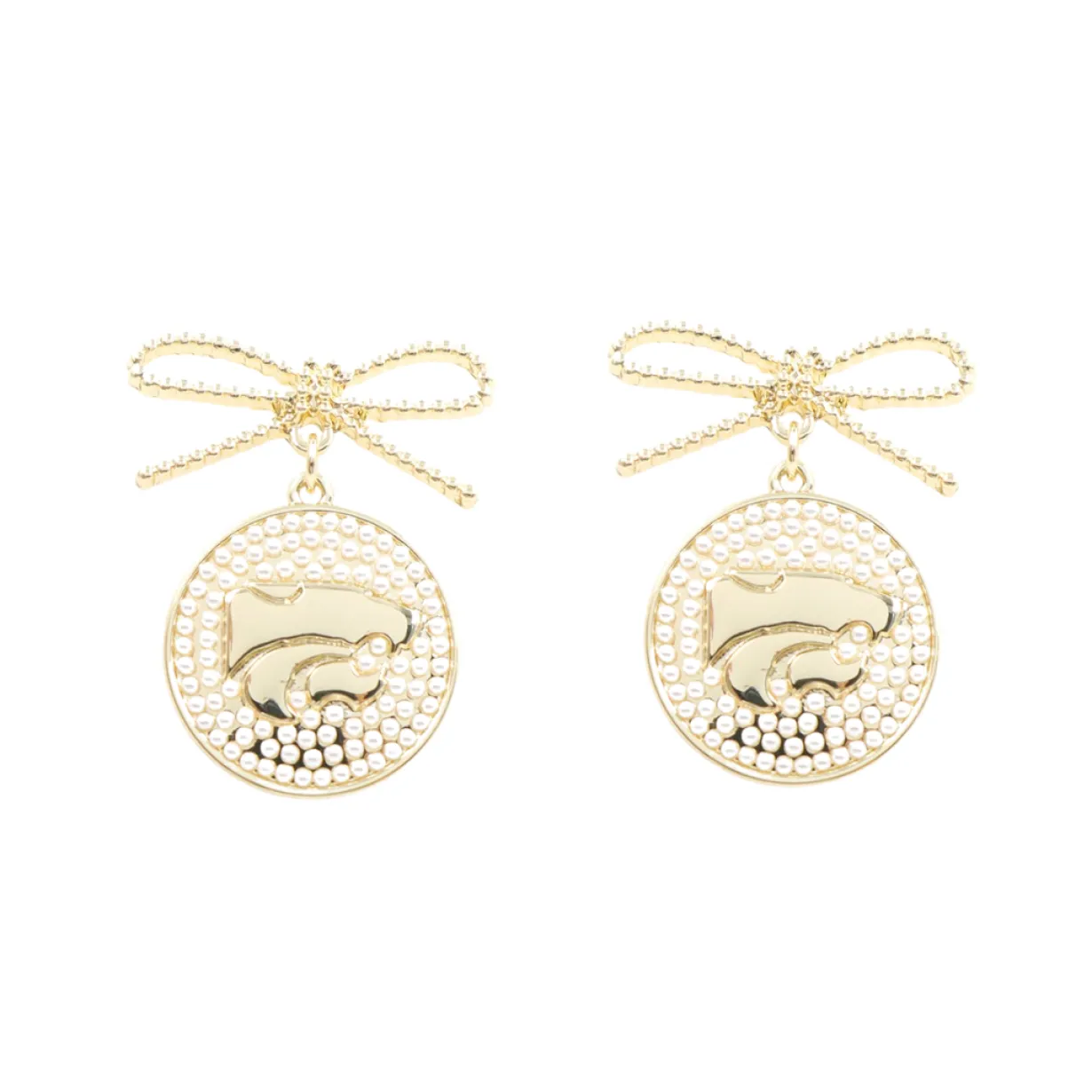 kansas_state_logo_pearl_m_0.webp Kansas State Logo Pearl Medallion Earring-Brianna Cannon Outlet