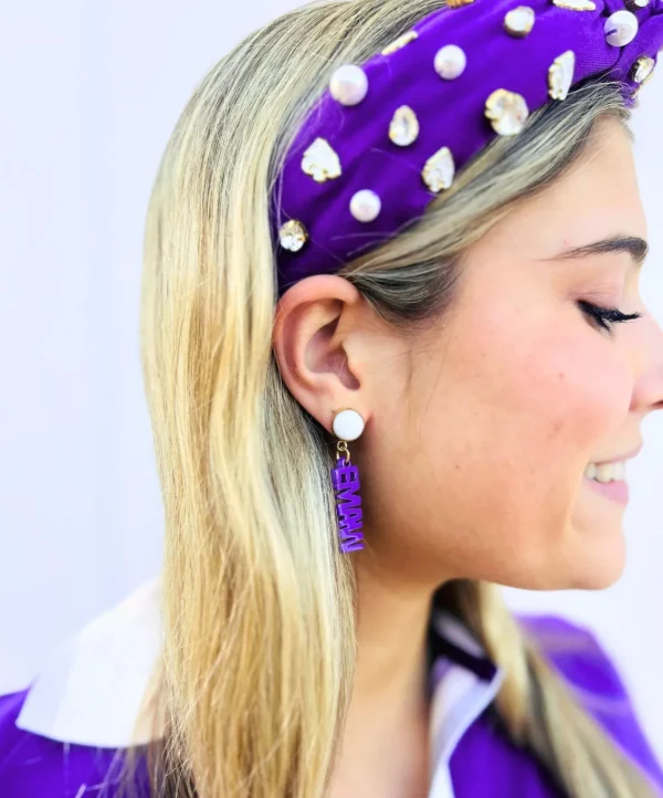 Kansas State Mini Purple EMAW Earrings-Brianna Cannon Outlet