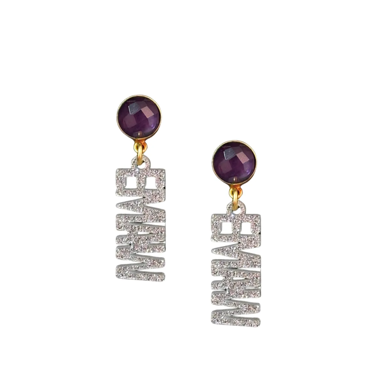 kansas_state_mini_silver__0.webp Kansas State Mini Silver Glitter EMAW Earrings-Brianna Cannon Outlet