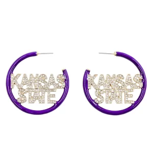 Kansas State Purple Pavé Hoop Earrings-Brianna Cannon Fashion