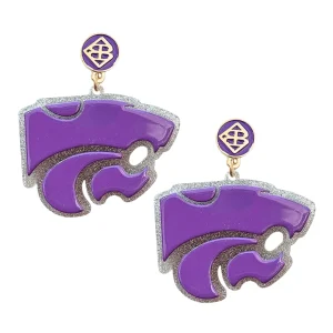 Kansas State Purple Wildcat Earrings-Brianna Cannon Sale