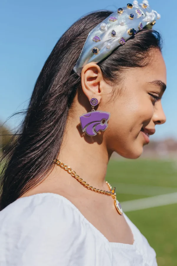 Kansas State Purple Wildcat Earrings-Brianna Cannon Sale