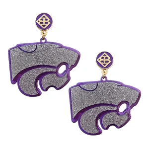 Kansas State Silver Wildcat Earrings-Brianna Cannon Hot