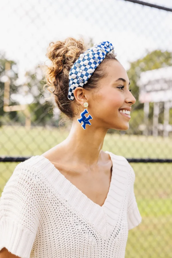 Kentucky Blue & White Checkerboard Logo Headband-Brianna Cannon Hot