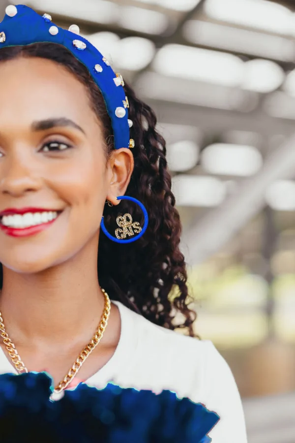 Kentucky Blue Pavé Hoop Earrings-Brianna Cannon Fashion